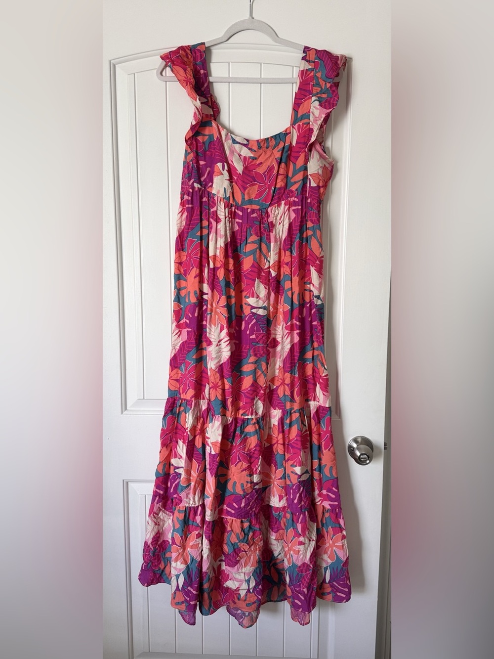 Floral Maxi Dress in Pink, Blue & Orange